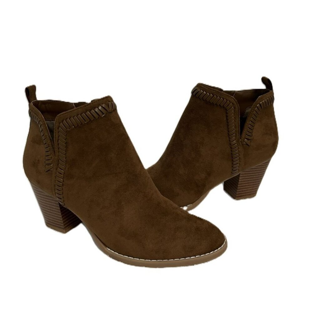 Dolce Vita Brown Faux Suede Zipper Ankle Heeled Bootie w/ Braid Detail NWOB *7.5